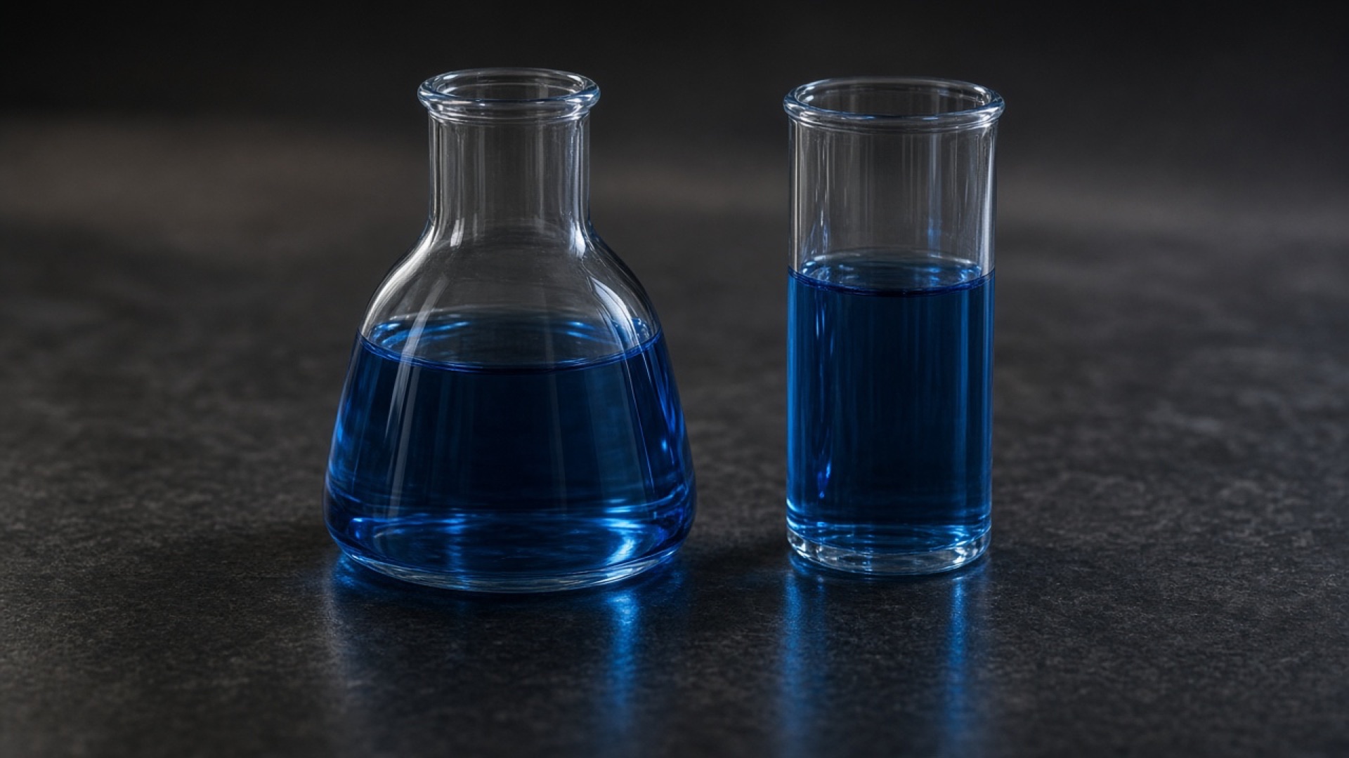 Comparación conceptual de vasos de laboratorio. No es un envase oficial de LGC AXIO.